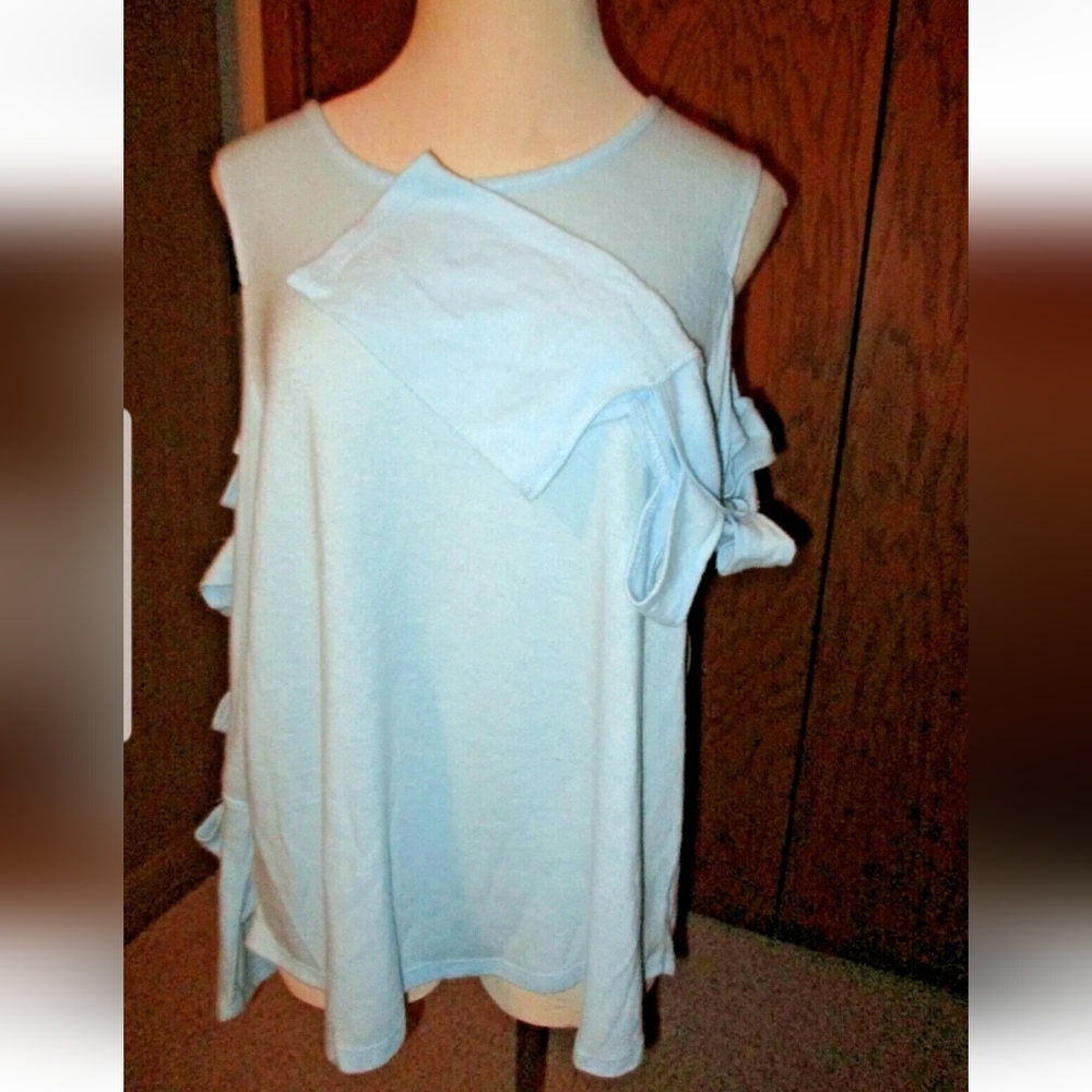 EYE CANDY Baby Blue Sexy Slit Cutout Ladder Sleeve Soft Stretch Shirt 2X NWT